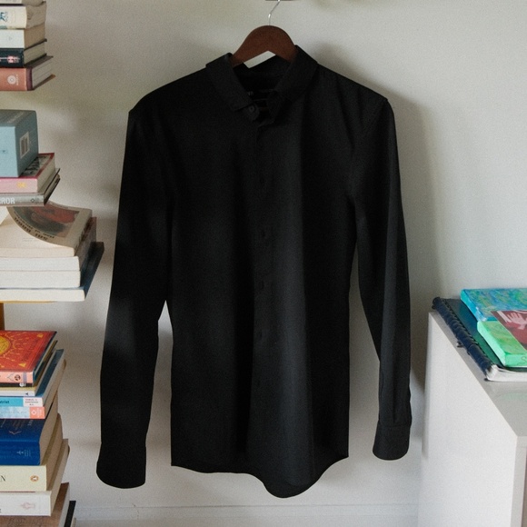 Zara Men’s Black Slim Fit Dress Shirt – Active Fabric, Long Sleeve - Picture 1 of 2